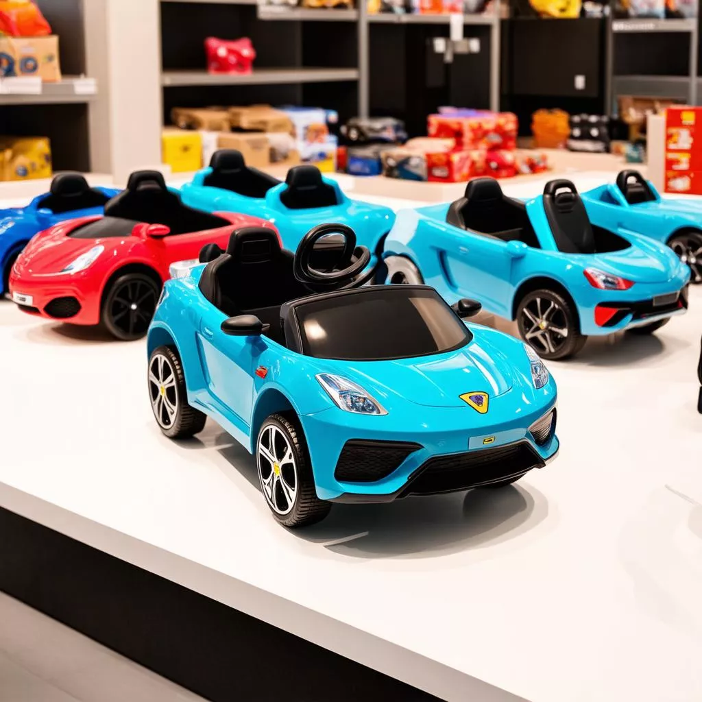 儿童电动车在商店里展出