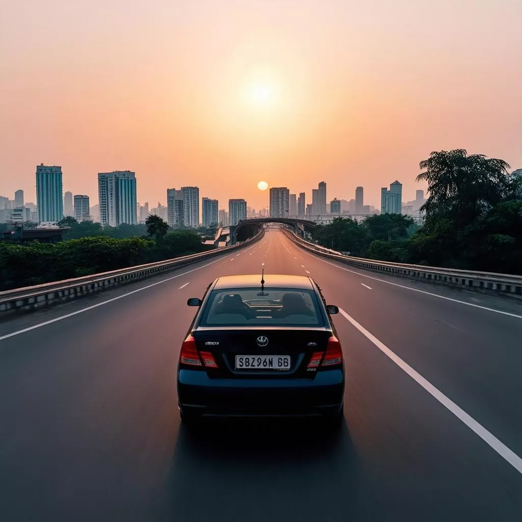 Ô tô du lịch đi qua cầu Long Biên