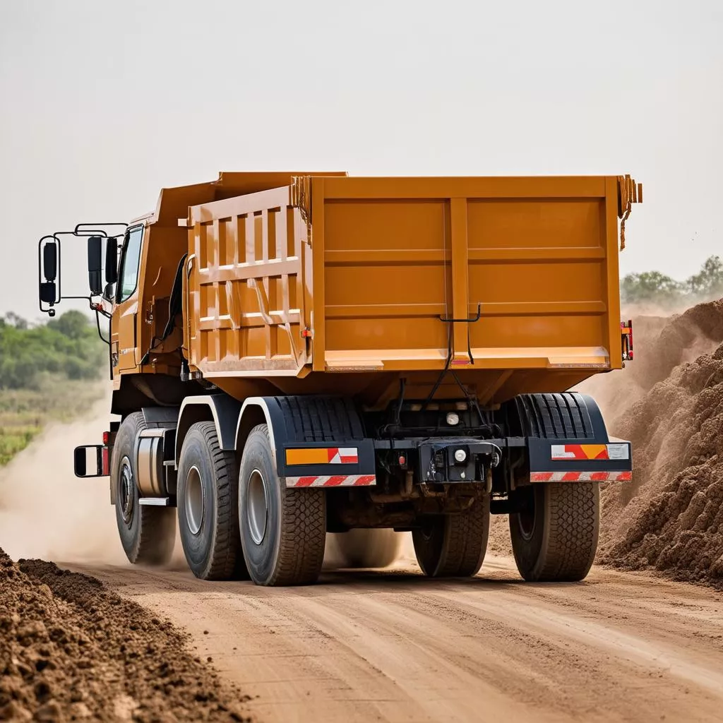 Ô tô tự đổ 10 tấn đang vận chuyển vật liệu xây dựng