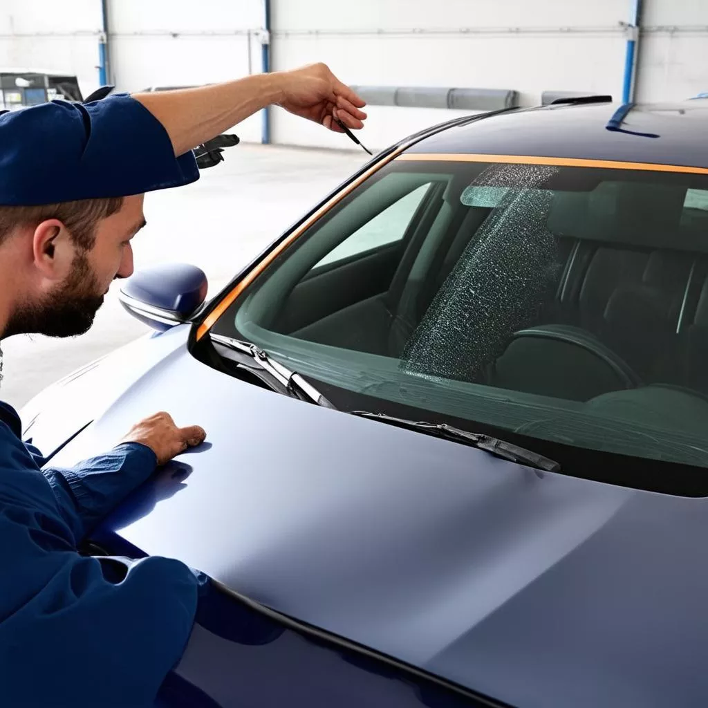 Quan sát bề mặt kính ô tô