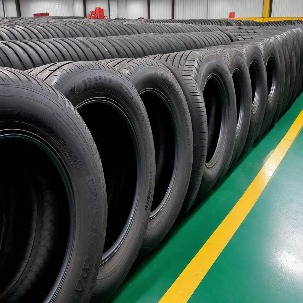 Finished tire undergoing quality inspection