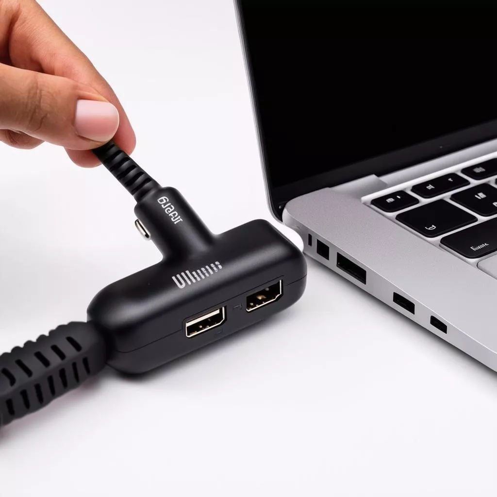 Car Laptop Charger in Use