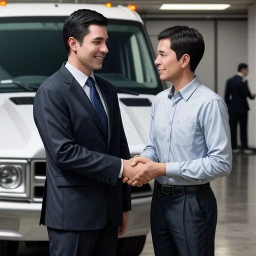 Successful truck salesperson closing a deal