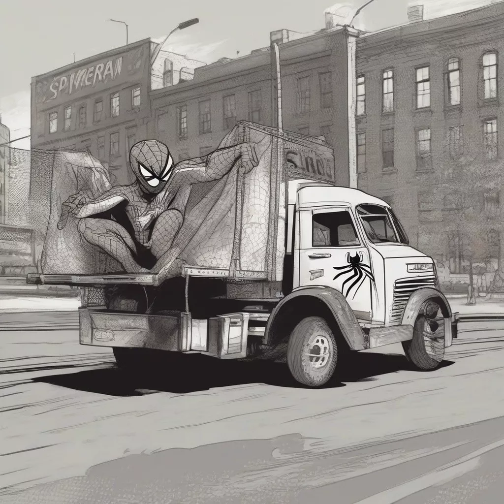 Siêu Nhân Nhện lái xe tải