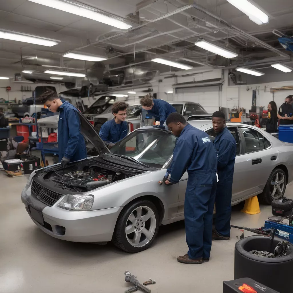 Sinh viên thực hành sửa chữa ô tô