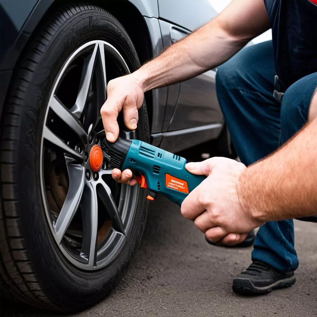 कार टायर पंचर रिपेयर किट का उपयोग