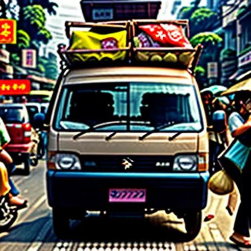 Mobil Suzuki Van bekas mengangkut barang di perkotaan