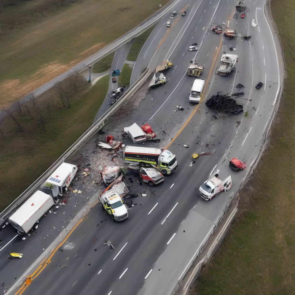 Hiện trường vụ tai nạn giao thông liên quan đến xe tải