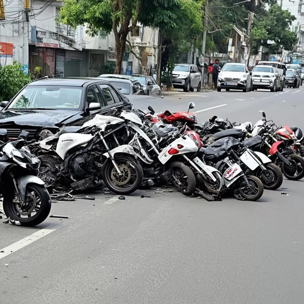 Tai nạn kinh hoàng: Ô tô đâm 17 xe máy - Bài học đắt giá về an toàn giao thông