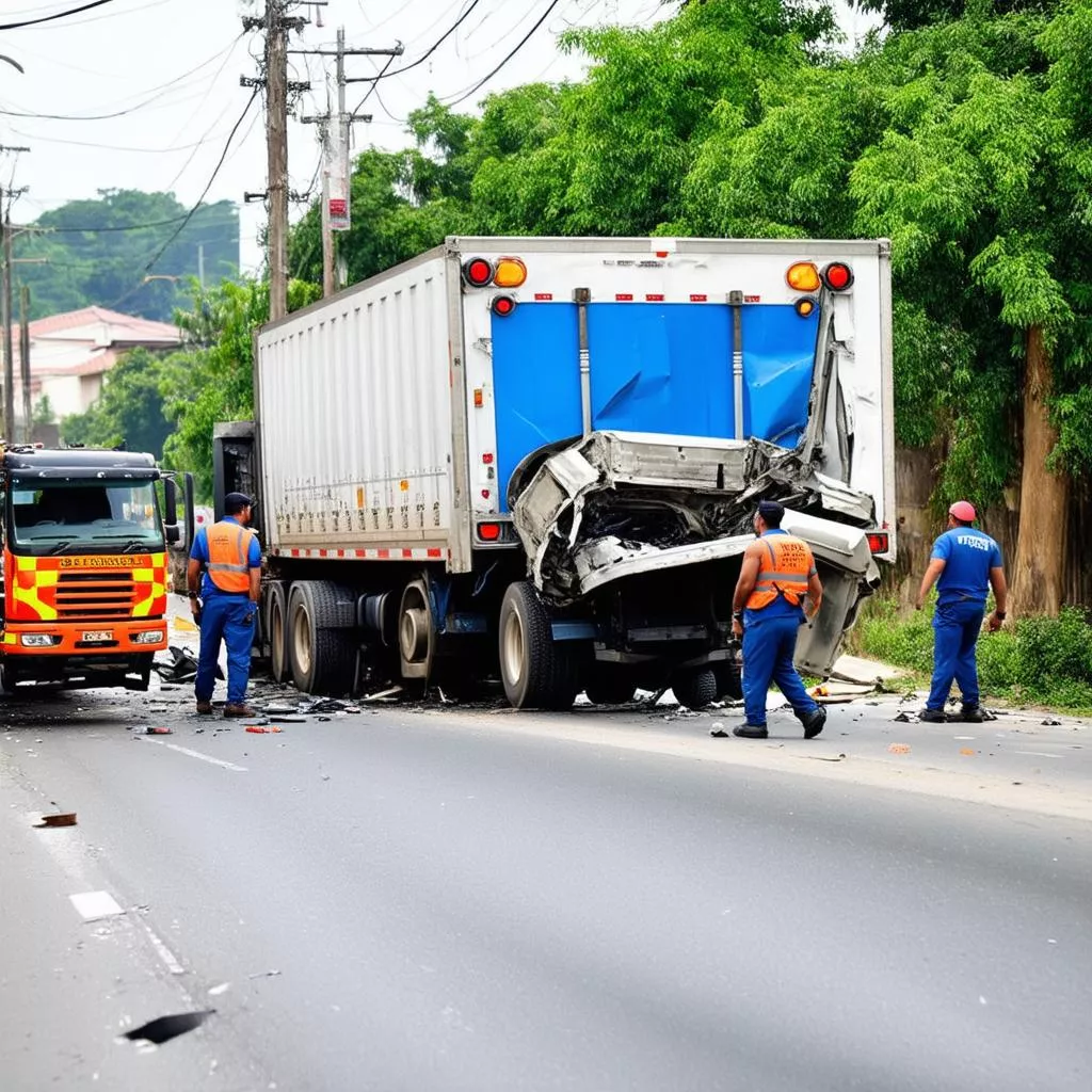 Truck accident on Hoa Lac Road