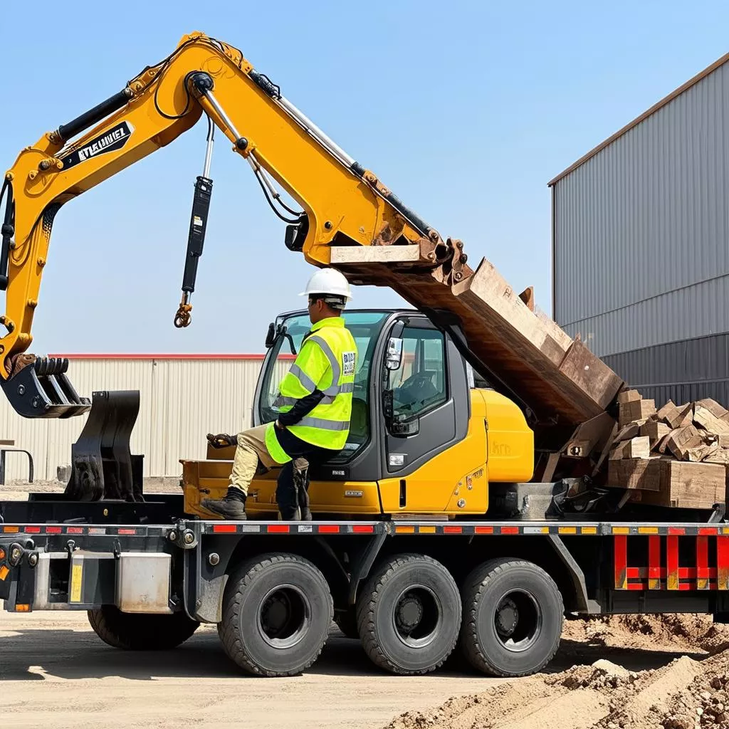 Tài xế cần cẩu máy xúc