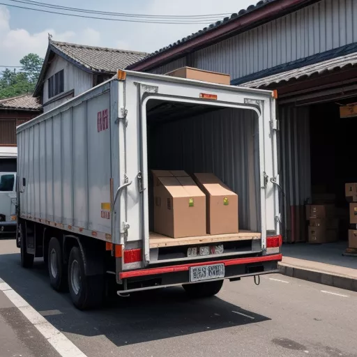 Tài xế chở hàng lên xe tải Trường Giang DF-0.995TL05