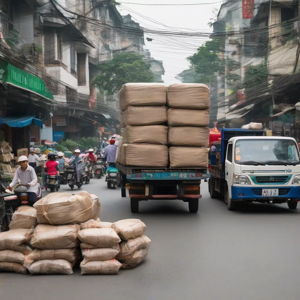 Tài Xế Chở Hàng Trên Đường Phố Hà Nội