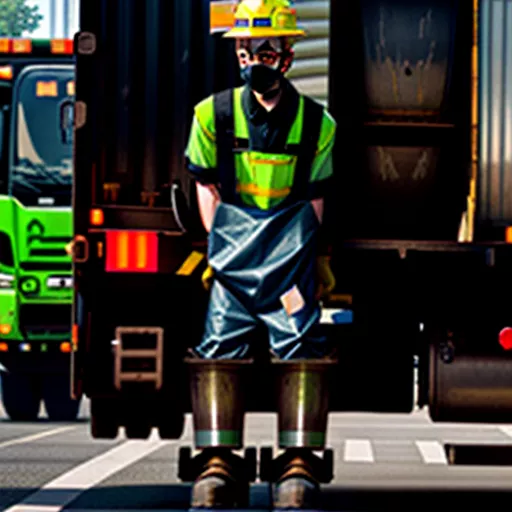 Garbage truck driver at work