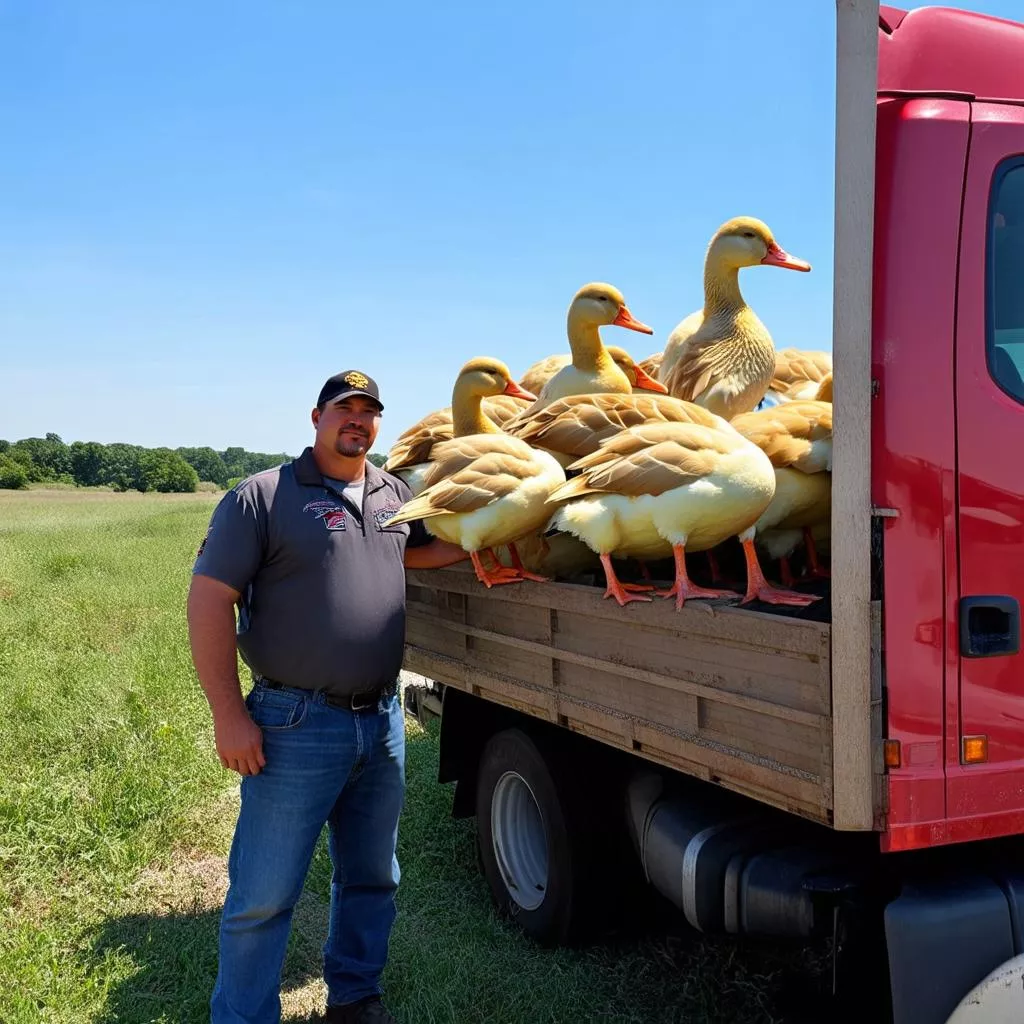 Tài xế xe chở vịt