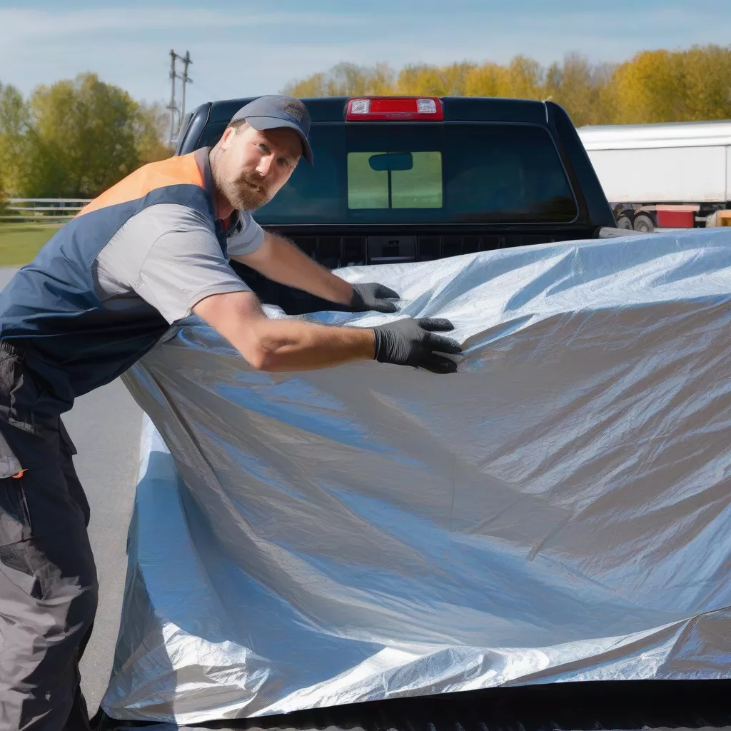 司机正在使用货车车罩