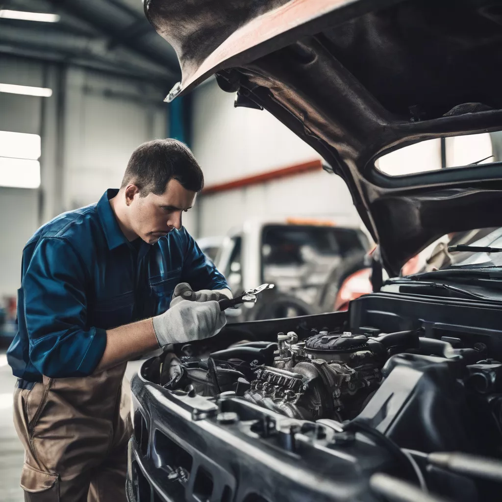 Mechanic Inspecting Engine