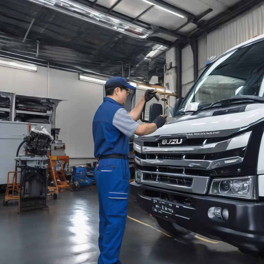 司机正在检查五菱荣光小卡的发动机