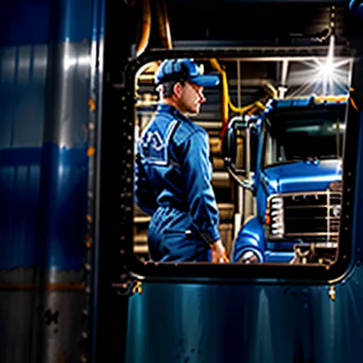 Tài Xế Đang Kiểm Tra Động Cơ Xe Tải