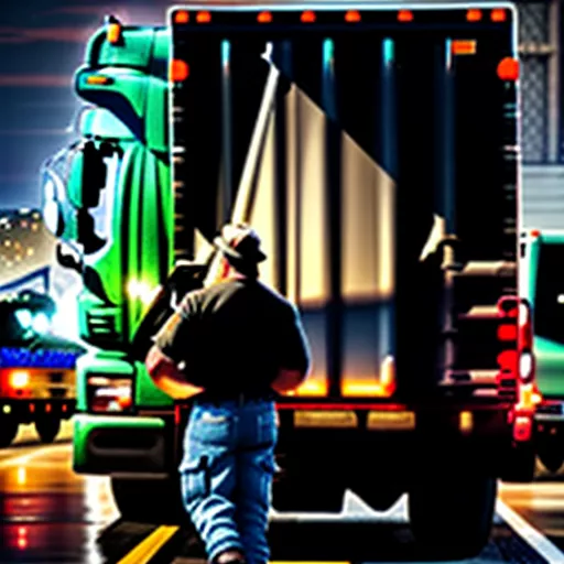 Tài xế đang kiểm tra hàng hóa trên xe tải 635kg