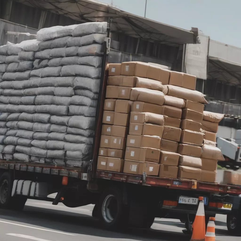 Tài xế đang kiểm tra hàng hóa trên xe tải