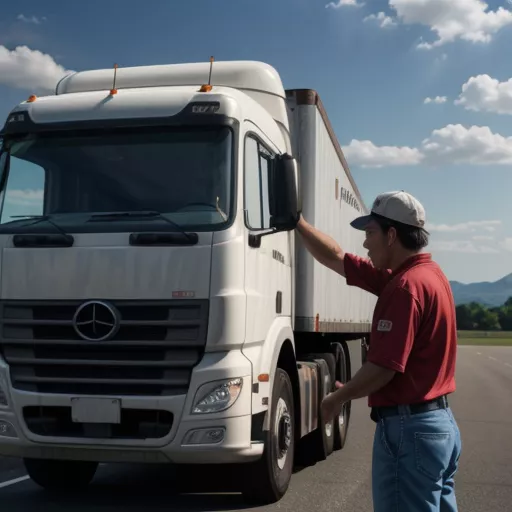 Driver inspecting cargo on a 900kg truck