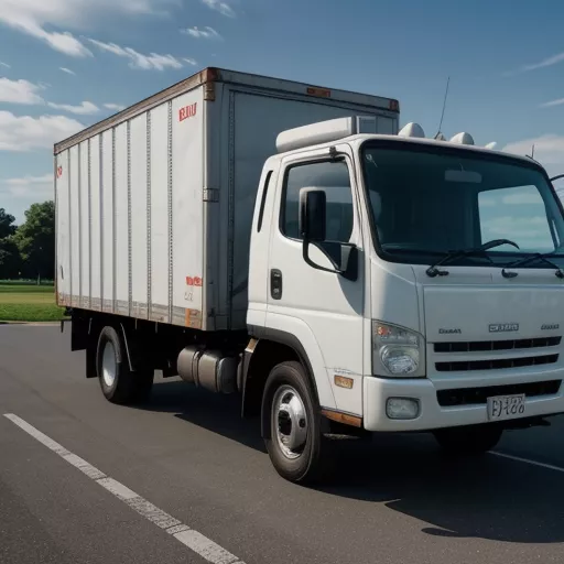 Chauffeur vérifiant le chargement d'un camion Isuzu NQR75ME4 frigorifique