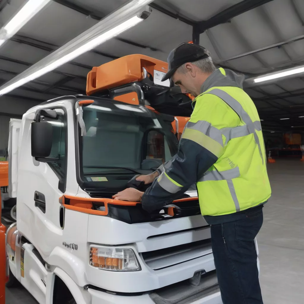 Tài xế đang kiểm tra hệ thống iTracking trên xe tải