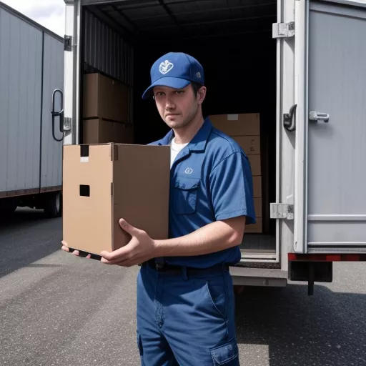 Tài xế đang kiểm tra thùng xe tải Fuso Canter 8.2HD thùng bảo ôn