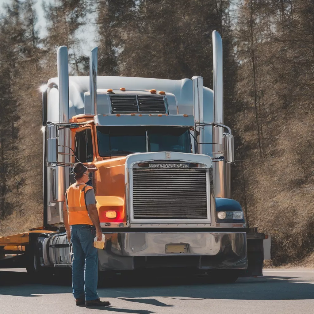 Truck Driver Inspecting a Truck