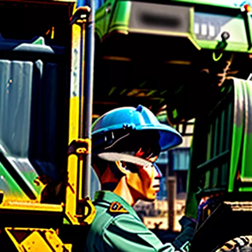 Tài xế đang kiểm tra xe ben