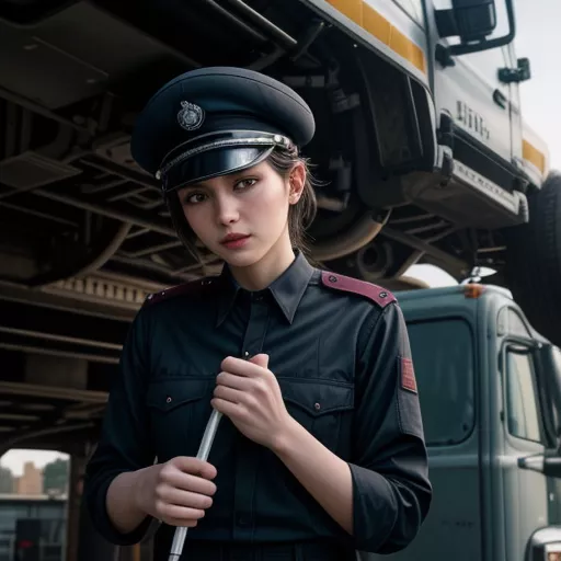 Chauffeur inspectant un camion