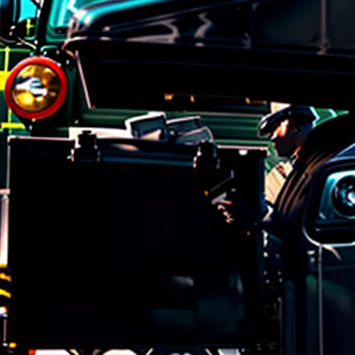 Driver inspecting a truck