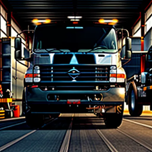 ट्रक चालक ट्रक की जाँच कर रहा है