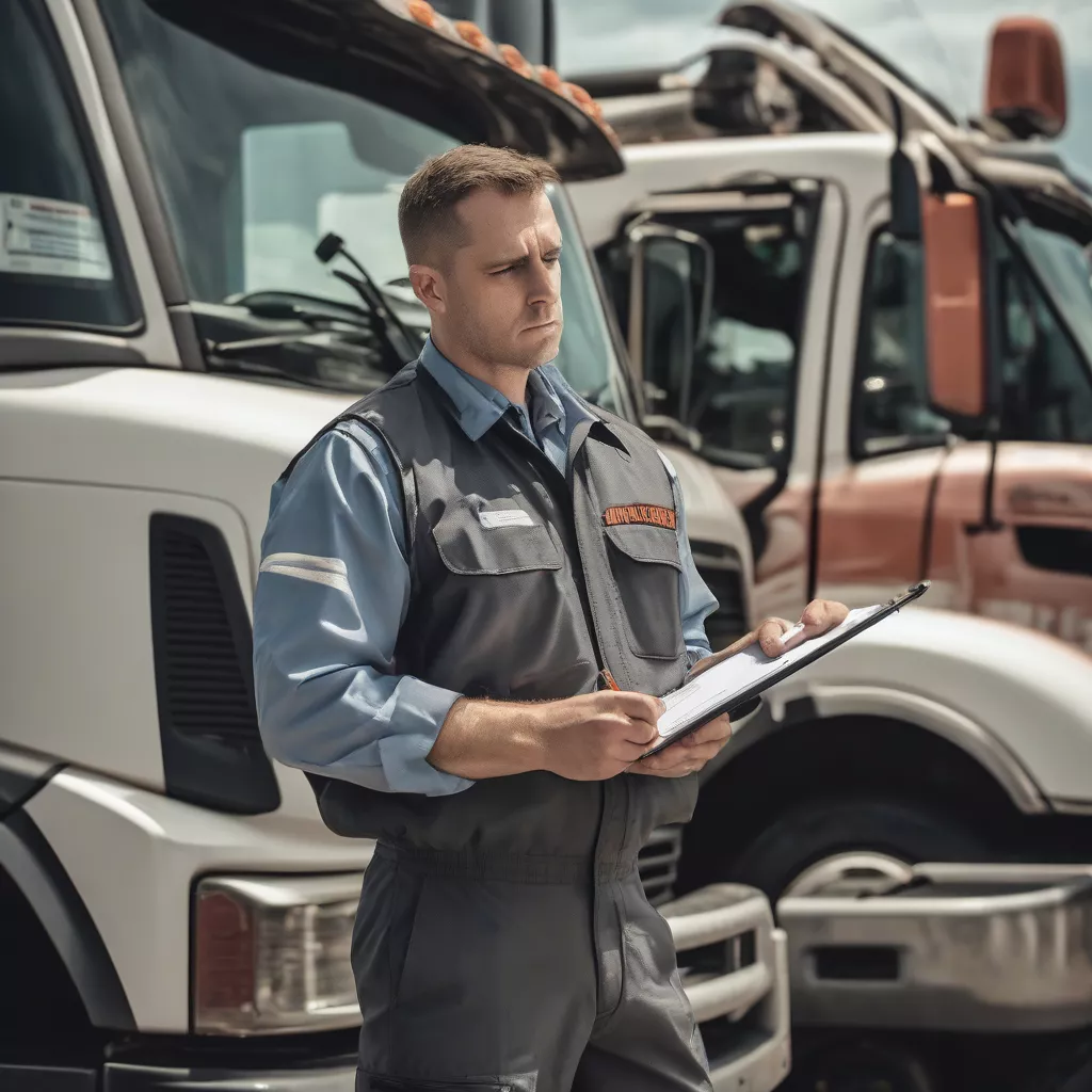 Tài xế đang kiểm tra xe tải