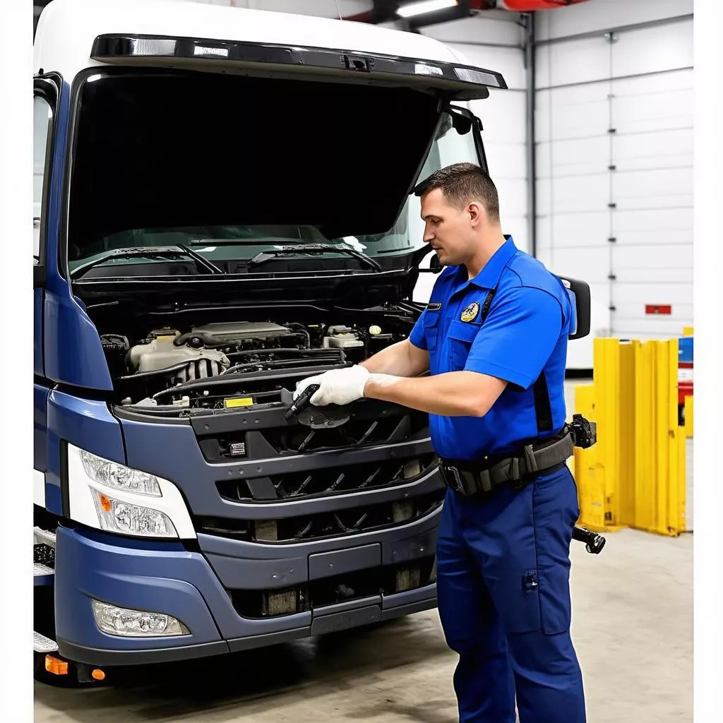 Driver Inspecting a Truck