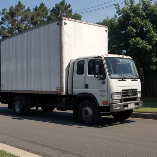 Driver inspecting a Hoa Mai 1-ton truck