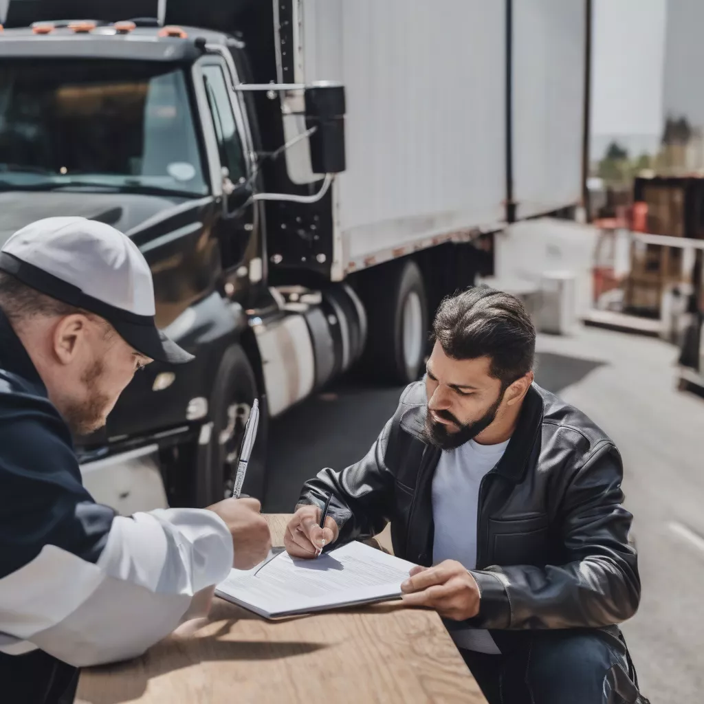 Driver signing a truck driver contract