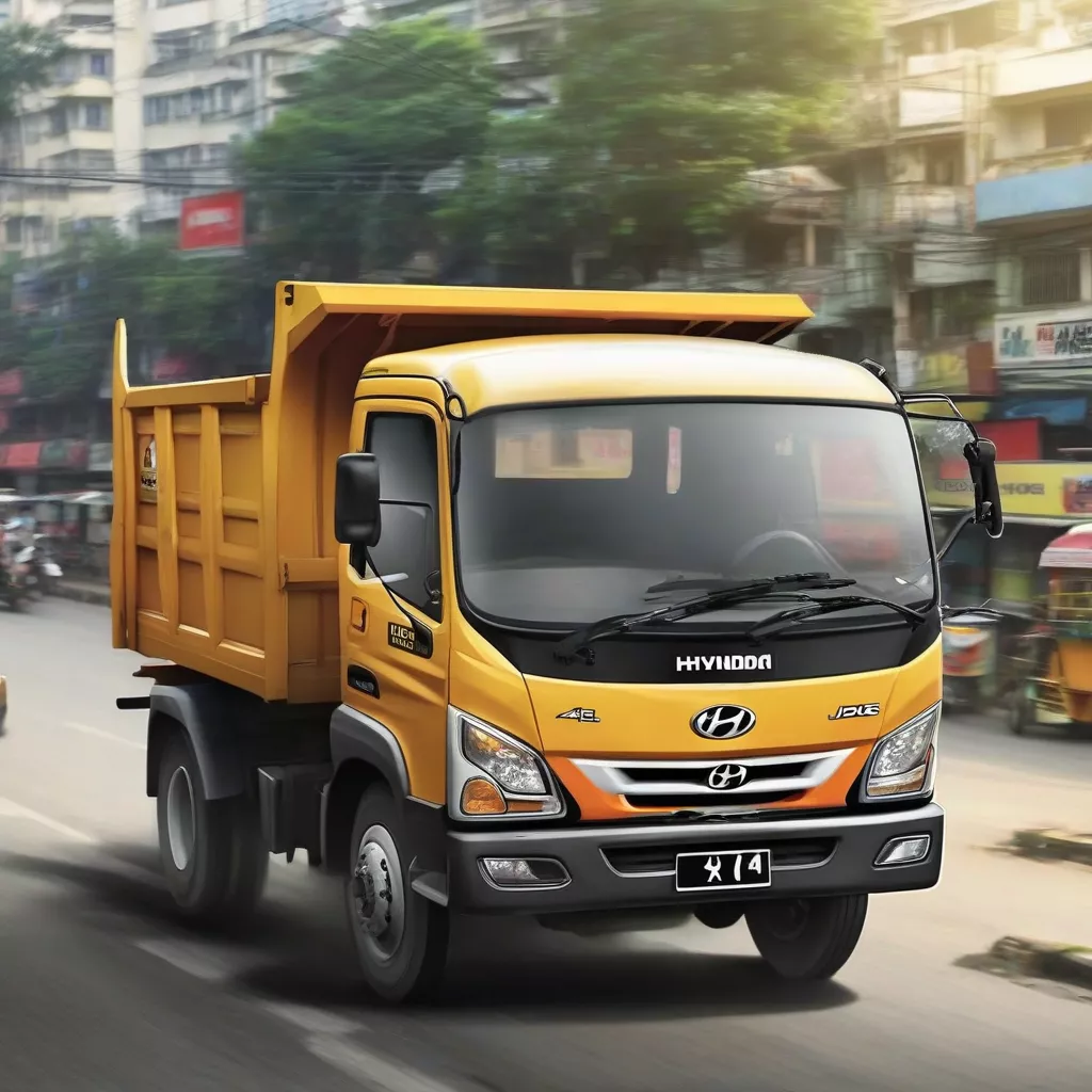 Tài xế đang lái xe ben Hyundai Jac HD125 1T4 trên đường phố Hà Nội