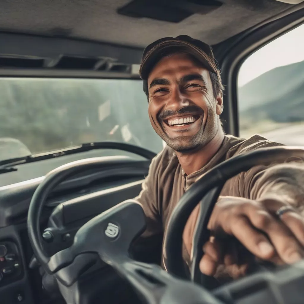 Motorista a conduzir um camião Teraco Quang Minh