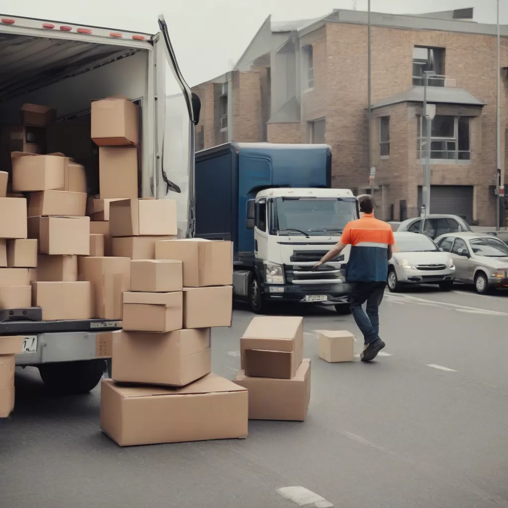 Driver loading belongings onto a moving truck