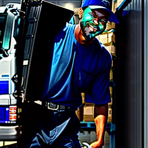 Driver transporting goods with a truck