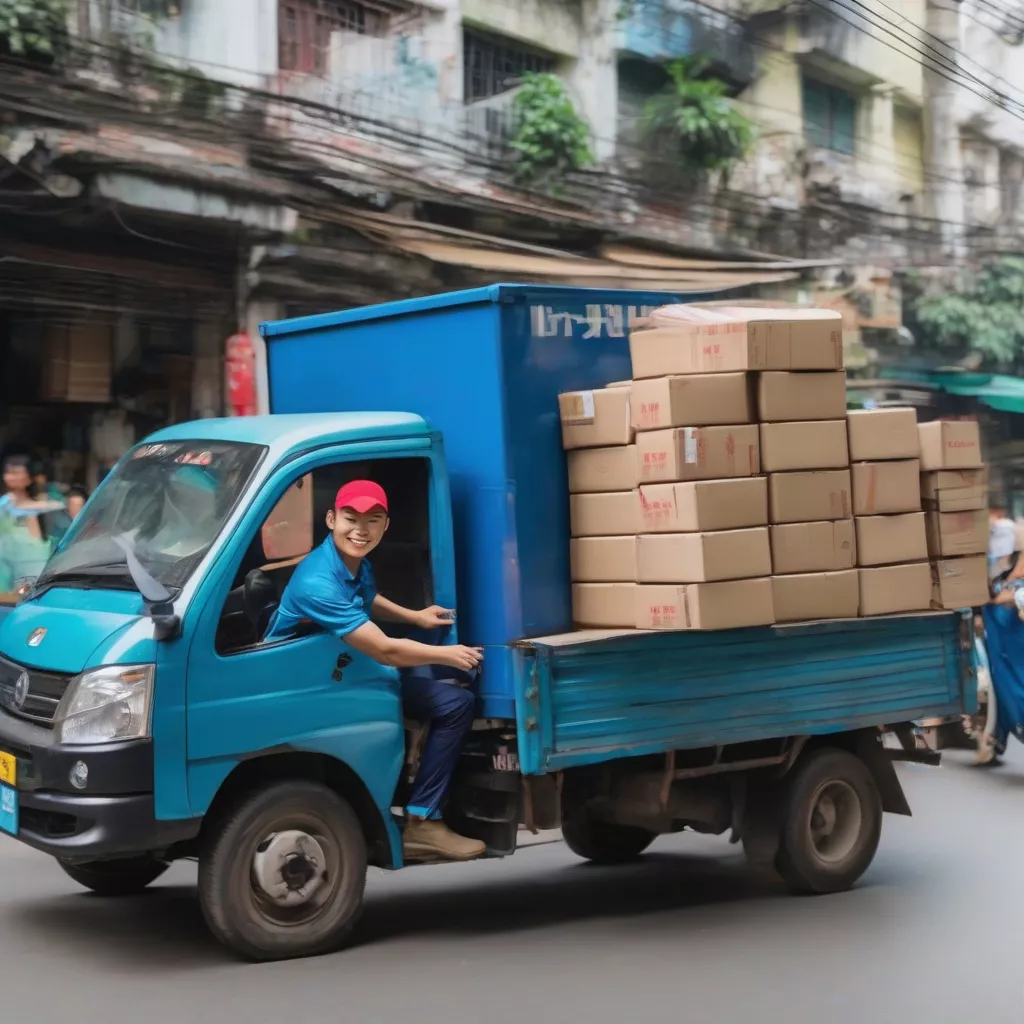 Tài xế đang vận chuyển hàng hóa