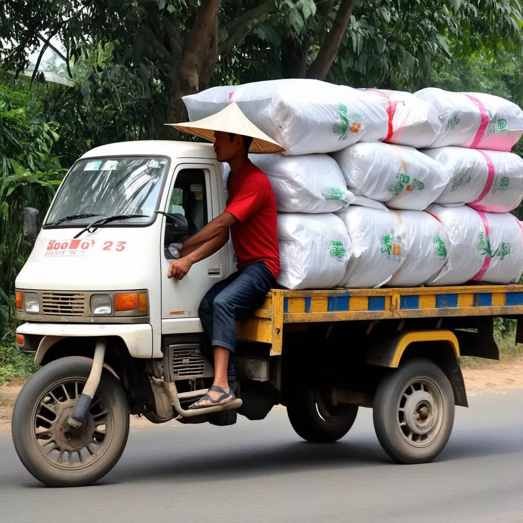 Driver transporting goods
