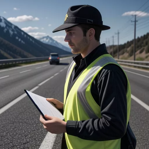 Truck driver checking traffic signs