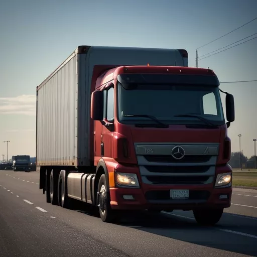 Tractor truck driver inspecting cargo
