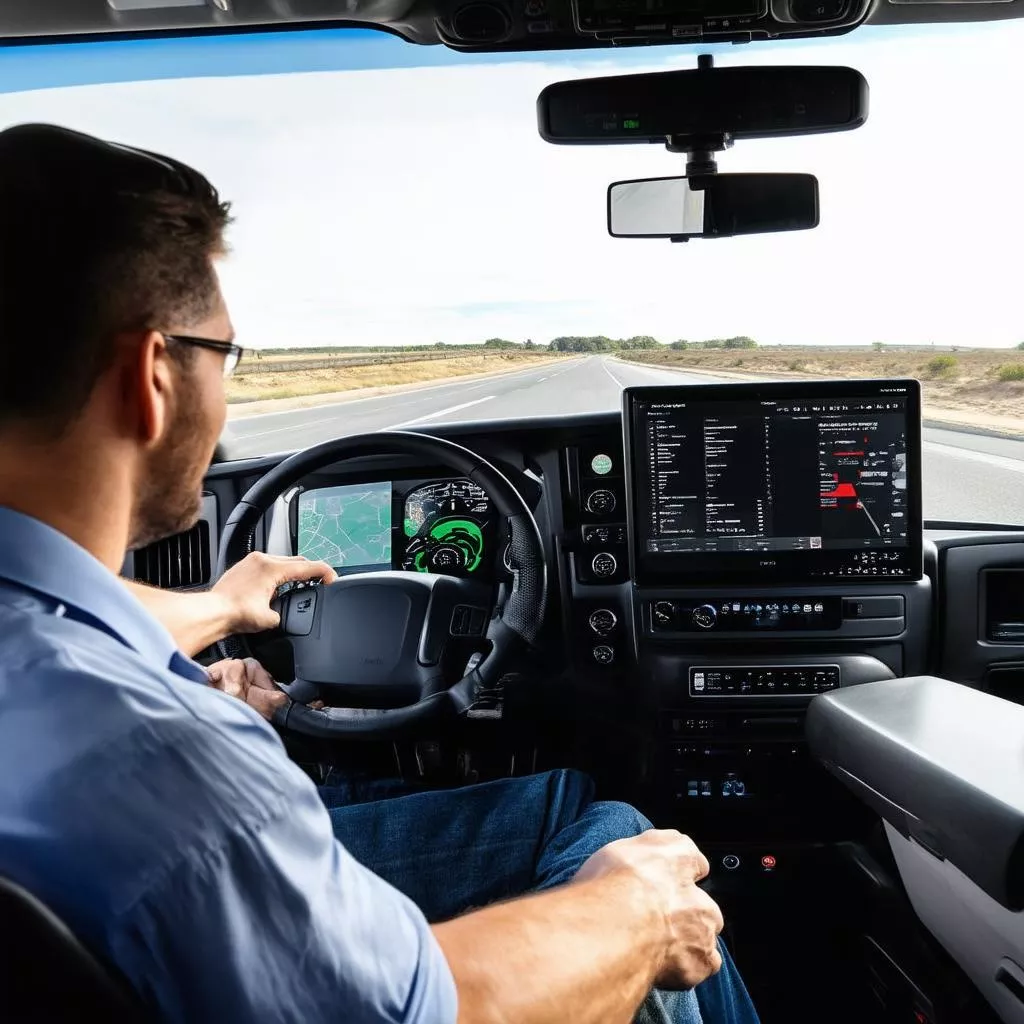 Tài xế điều khiển xe tải thông minh