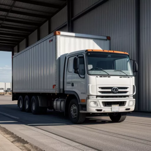 倉庫で荷待ちをするIZ65幌トラックの運転手