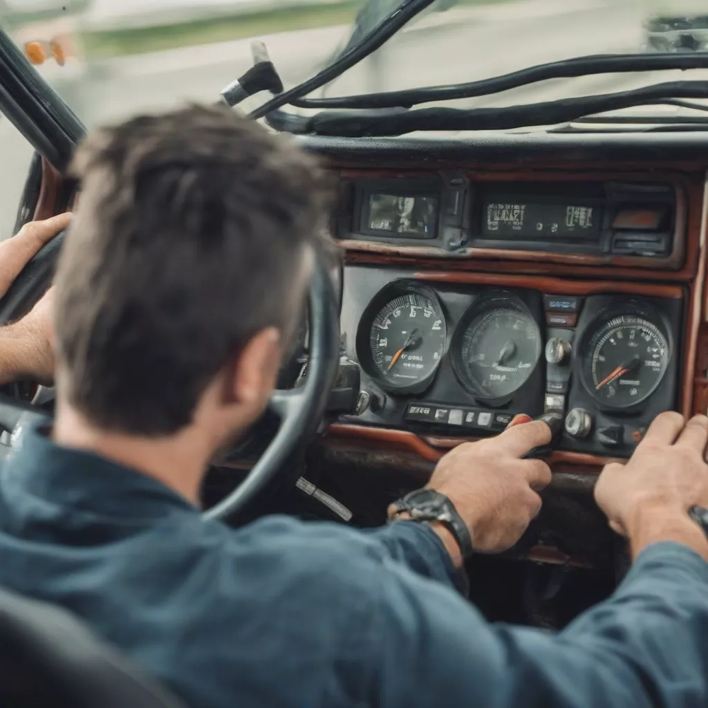 Sopir memeriksa dashboard truk