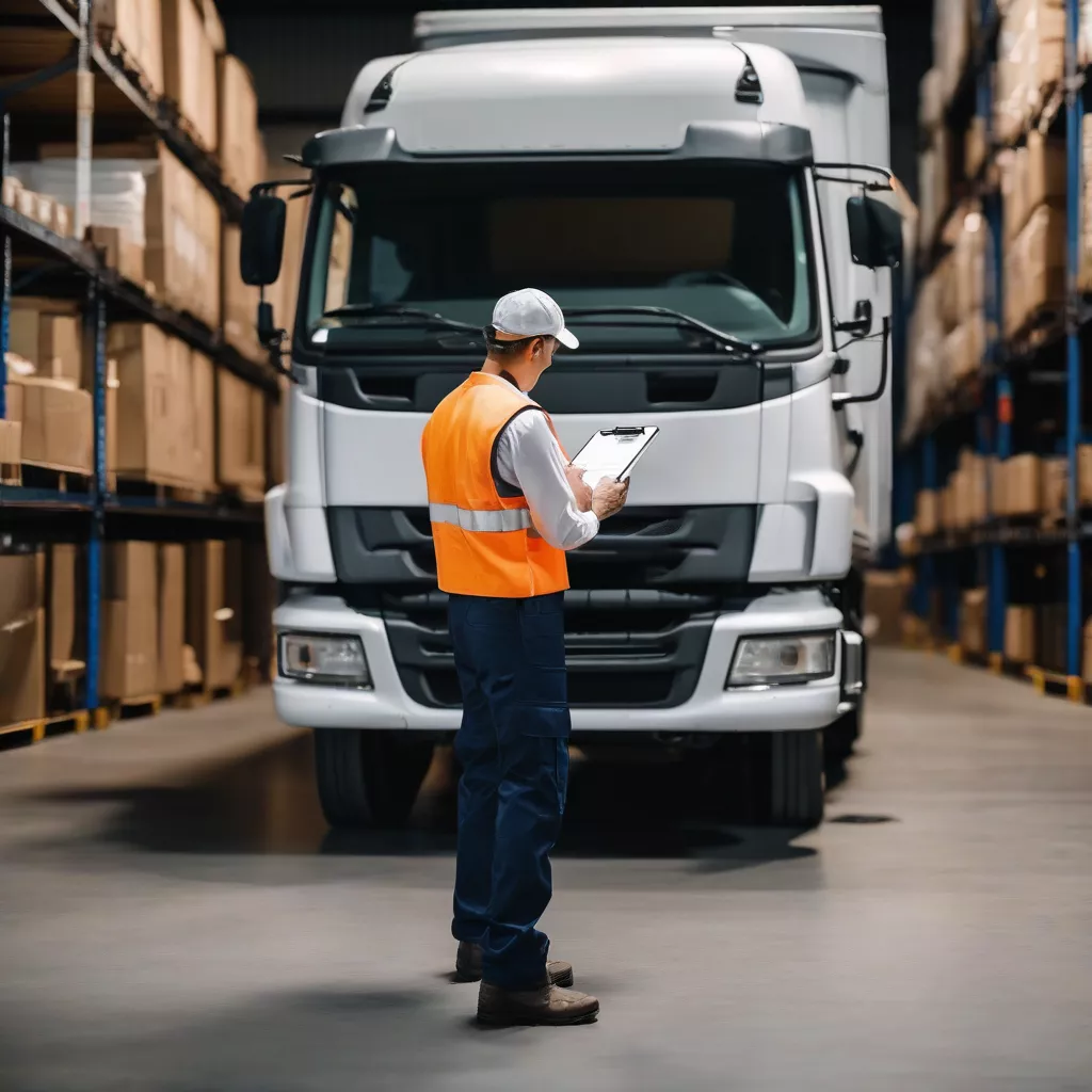 Motorista a verificar a carga antes da partida